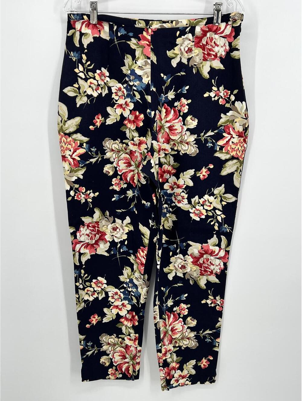 Casual Corner Women's‎ Floral Cotton Pants Size 14 Made in USA Comfortable Fit